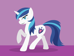 Size: 1024x768 | Tagged: safe, artist:thattagen, shining armor, pony, unicorn, g4, female, gleaming shield, lineless, mare, raised hoof, rule 63, solo