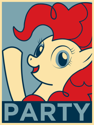 Size: 1136x1512 | Tagged: dead source, safe, artist:equestria-election, pinkie pie, earth pony, pony, g4, female, hope poster, mare, party, propaganda, solo, waving