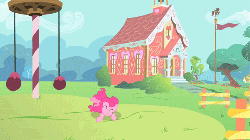 Size: 500x281 | Tagged: safe, screencap, pinkie pie, earth pony, pony, feeling pinkie keen, g4, season 1, animated, cute, diapinkes, eyes closed, female, gif, horses doing horse things, mare, ponyville schoolhouse, rolling, solo