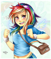 Size: 430x501 | Tagged: safe, artist:nataliadsw, rainbow dash, human, g4, female, humanized, solo, wristband