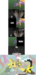 Size: 627x1298 | Tagged: safe, discord, steven magnet, draconequus, human, sea serpent, g4, comic, crossover, death the kid, soul eater