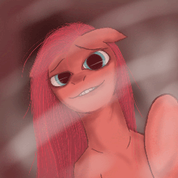 Size: 1024x1024 | Tagged: safe, artist:bitterjitters, pinkie pie, earth pony, pony, g4, animated, female, floppy ears, gif, grin, looking at you, mare, pinkamena diane pie, smiling, solo