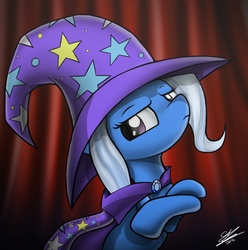 Size: 1080x1088 | Tagged: safe, artist:dori-to, trixie, pony, unicorn, g4, crossed legs, disapproval, female, mare, rearing, solo