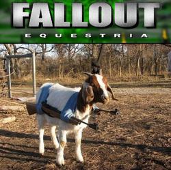 Size: 601x599 | Tagged: safe, goat, fallout equestria, barely pony related, battle saddle, gun, irl, live action, rifle, solo, weapon