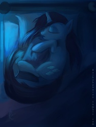 Size: 768x1024 | Tagged: safe, artist:grissaecrim, rarity, pony, unicorn, g4, bed, bed mane, female, hug, mare, on side, pillow, pillow hug, sleeping, solo