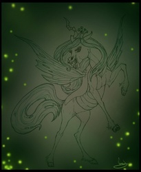 Size: 867x1056 | Tagged: safe, artist:vanycat, queen chrysalis, changeling, changeling queen, g4, female, realistic, rearing, solo