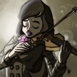 Size: 700x700 | Tagged: safe, artist:theartrix, octavia melody, human, g4, eyes closed, female, humanized, music, musical instrument, serious face, solo, violin