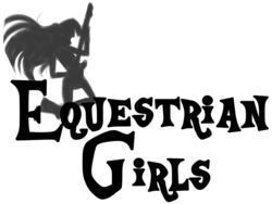 Size: 957x721 | Tagged: safe, artist:megasweet, human, canter girls, equestria girls before equestria girls, female, guitar, humanized, logo, monochrome, musical instrument, silhouette, simple background, solo