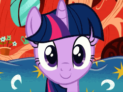 Size: 507x380 | Tagged: safe, artist:blackgryph0n, twilight sparkle, pony, unicorn, g4, animated, bust, female, gif, grin, lidded eyes, looking at you, mare, meta, portrait, reaction image, smiling, solo, talking