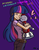 Size: 1041x1347 | Tagged: safe, artist:ashesg, artist:megasweet, twilight sparkle, human, g4, abstract background, crossover, female, heart, hug, humanized, mystery science theater 3000, smiling, tom servo