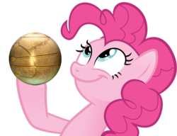 Size: 990x759 | Tagged: safe, pinkie pie, earth pony, pony, g4, apple of eden, assassin's creed, female, look what pinkie found, mare, meme, simple background, smiling, solo, transparent background