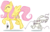 Size: 650x421 | Tagged: safe, artist:theartrix, angel bunny, fluttershy, pegasus, pony, g4, cigarette, female, happy, mare, simple background, stubble, transparent background, trotting, walking