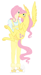 Size: 875x1600 | Tagged: safe, artist:cartoonlion, fluttershy, human, pegasus, pony, g4, blushing, female, human ponidox, humanized, licking, mare, simple background, tongue out, white background