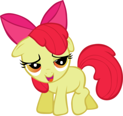 Size: 539x511 | Tagged: safe, artist:rhubarb-leaf, apple bloom, earth pony, pony, g4, bedroom eyes, female, filly, floppy ears, show accurate, simple background, solo, transparent background, vector