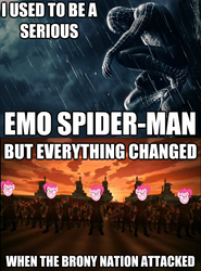 Size: 625x845 | Tagged: safe, pinkie pie, pony head on human body, g4, avatar the last airbender, brony, image macro, male, meme, spider-man, text