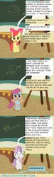 Size: 900x2964 | Tagged: safe, artist:birdco, apple bloom, scootaloo, sweetie belle, earth pony, pegasus, pony, unicorn, g4, chalkboard, classroom follies, comic, cutie mark crusaders, female, filly, innocent, paint