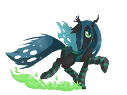 Size: 1600x1200 | Tagged: safe, artist:tomat-in-cup, queen chrysalis, changeling, changeling queen, g4, clothes, crown, female, jewelry, profile, regalia, simple background, socks, solo, striped socks, transparent background, trotting