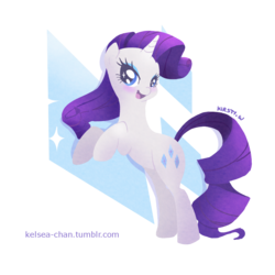 Size: 1000x1000 | Tagged: safe, artist:kelsea-chan, rarity, pony, unicorn, g4, abstract background, cutie mark background, female, mare, rearing, simple background, smiling, solo, transparent background