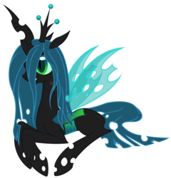 Size: 703x731 | Tagged: source needed, safe, artist:citrussqueeze, queen chrysalis, changeling, changeling queen, g4, female, prone, simple background, smiling, solo, transparent background, vector