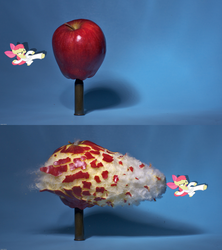 Size: 800x900 | Tagged: safe, apple bloom, earth pony, pony, g4, apple, bullet, bulletbloom, female, filly, solo