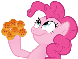 Size: 990x759 | Tagged: source needed, safe, pinkie pie, earth pony, pony, g4, dragon ball, dragon ball (object), exploitable meme, female, look what pinkie found, mare, meme, simple background, smiling, solo, transparent background