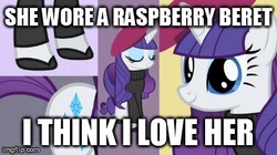 Size: 420x236 | Tagged: safe, rarity, pony, unicorn, g4, season 2, sweet and elite, beatnik rarity, beret, clothes, female, hat, love, mare, meme, prince (musician), prince and the revolution, solo