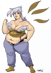 Size: 623x900 | Tagged: safe, artist:theamericandream, gilda, human, g4, bbw, belly button, breasts, busty gilda, cleavage, clothes, denim, fat, female, gildough, humanized, jeans, muffin top, pants, simple background, solo, white background