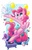 Size: 698x1080 | Tagged: safe, artist:halley-valentine, pinkie pie, earth pony, pony, g4, balloon, confetti, cupcake, female, gramophone, jumping, mare, open mouth, party cannon, record player, smiling, solo