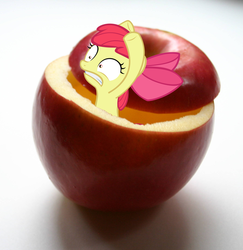 Size: 1792x1840 | Tagged: safe, apple bloom, earth pony, pony, g4, apple, apple pony, female, filly, panic, solo