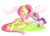 Size: 700x506 | Tagged: dead source, safe, artist:jiayi, fluttershy, sweetie belle, pegasus, pony, unicorn, g4, cute, diasweetes, eyes closed, female, filly, grass, mare, shyabetes, simple background, singing, smiling, transparent background