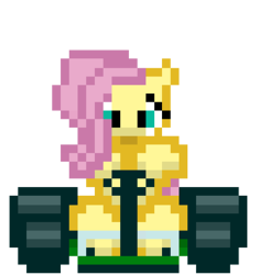 Size: 285x291 | Tagged: artist needed, safe, fluttershy, pegasus, pony, g4, female, male, mare, mario, mario kart, simple background, solo, sprite, super mario kart, transparent background