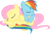 Size: 3481x2340 | Tagged: safe, artist:kurokaji11, fluttershy, rainbow dash, pegasus, pony, g4, cuddling, duo, duo female, female, high res, hug, mare, pony pillow, simple background, sleeping, tail hug, transparent background, vector