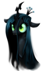 Size: 700x1187 | Tagged: safe, artist:miikanism, queen chrysalis, changeling, changeling queen, g4, crown, fangs, female, frown, jewelry, regalia, simple background, solo, white background