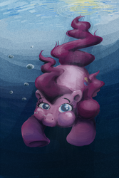 Size: 500x750 | Tagged: safe, artist:hayhedgehoghay, pinkie pie, earth pony, pony, g4, bubble, colored pupils, female, holding breath, mare, puffy cheeks, solo, swimming, underwater, water
