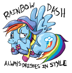 Size: 800x805 | Tagged: safe, artist:hayhedgehoghay, rainbow dash, pegasus, pony, g4, clothes, curled up, female, hat, mare, rainbow dash always dresses in style, shoes, simple background, solo, transparent background