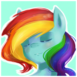 Size: 1000x1000 | Tagged: safe, artist:derpiihooves, rainbow dash, pegasus, pony, g4, eyes closed, female, mare, simple background, solo