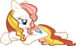 Size: 681x412 | Tagged: safe, artist:needsmoarg4, august gladiolus, earth pony, pony, g3, g4, birthflower ponies, female, g3 to g4, generation leap, looking back, mare, prone, show accurate, simple background, solo, transparent background