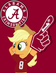 Size: 400x522 | Tagged: safe, applejack, earth pony, pony, g4, alabama, american football, bipedal, female, foam finger, mare, solo