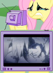 Size: 499x686 | Tagged: safe, fluttershy, human, pegasus, pony, g4, crying, exploitable meme, female, fluttercry, kamina, lip bite, male, mare, meme, tengen toppa gurren lagann, tv meme