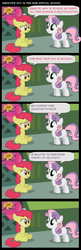 Size: 533x1652 | Tagged: artist needed, safe, edit, apple bloom, sweetie belle, earth pony, pony, unicorn, g4, comic, duo, duo female, female, filly, quantum physics, relativity, scrunchy face, sitting, special, theory of relativity