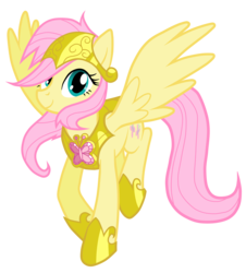 Size: 4520x5000 | Tagged: safe, artist:equestria-prevails, artist:jennieoo, fluttershy, pegasus, pony, g4, absurd resolution, alternate hairstyle, armor, badass, beautiful, cute, element of kindness, female, flutterbadass, hoof shoes, looking at you, mare, show accurate, shyabetes, simple background, smiling, solo, spread wings, transparent background, vector