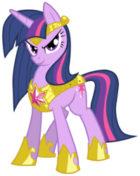 Size: 3973x5000 | Tagged: safe, artist:equestria-prevails, artist:jennieoo, twilight sparkle, pony, unicorn, g4, armor, element of magic, female, headband, hoof shoes, looking at you, mare, show accurate, simple background, smiling, smirk, solo, transparent background, unicorn twilight, vector, warrior twilight sparkle