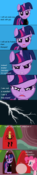 Size: 1000x4662 | Tagged: safe, artist:fetchbeer, pinkie pie, twilight sparkle, earth pony, pony, unicorn, g4, comic, duo, duo female, female, lightning, mare, number six, parody, rover (the prisoner), the prisoner