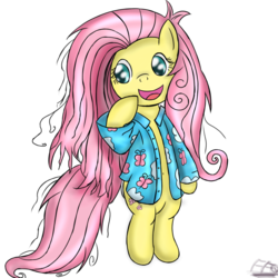 Size: 900x900 | Tagged: safe, artist:freefraq, fluttershy, semi-anthro, g4, bed mane, clothes, female, shirt, simple background, solo, transparent background