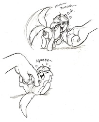 Size: 861x1053 | Tagged: safe, artist:mickeymonster, lyra heartstrings, human, pony, unicorn, g4, bellyrubs, blushing, cute, daaaaaaaaaaaw, female, hand, hnnng, human fetish, itch, lyrabetes, mare, micro, monochrome, on back, sketch, tail wag, that pony sure does love hands, tickling, tiny ponies