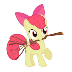 Size: 1360x1360 | Tagged: safe, artist:maishida, apple bloom, earth pony, pony, g4, broom, female, filly, mouth hold, raised hoof, simple background, solo, transparent background, vector