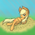 Size: 3000x3000 | Tagged: safe, artist:mr-1, applejack, earth pony, pony, g4, crossed legs, female, hair over one eye, hay, high res, looking at you, loose hair, mare, on side, signature, smiling, smiling at you, solo, straw in mouth, sultry pose