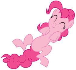 Size: 5000x4591 | Tagged: safe, artist:kooner-cz, pinkie pie, earth pony, pony, g4, ^^, absurd resolution, cute, eyes closed, female, mare, moe, on back, simple background, smiling, solo, transparent background