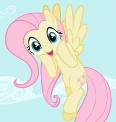 Size: 548x574 | Tagged: safe, screencap, fluttershy, pegasus, pony, g4, season 2, secret of my excess, cute, female, flying, happy, mare, moe, sky, solo