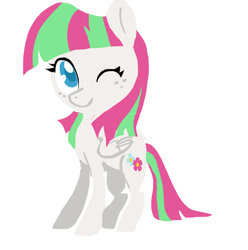 Size: 595x600 | Tagged: safe, artist:indiefoxtail, blossomforth, pegasus, pony, g4, colored pupils, female, mare, one eye closed, simple background, solo, white background, wink